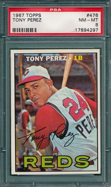 1967 Topps #476 Tony Perez PSA 8 *SP*
