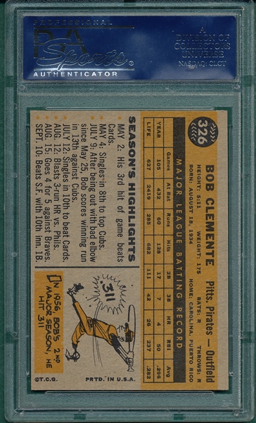 1960 Topps #326 Bob Clemente PSA 7