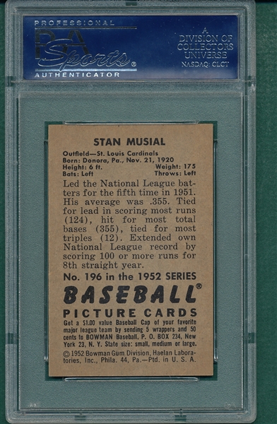 1952 Bowman #196 Stan Musial PSA 7