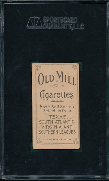 1909-1911 T206 Orth Old Mill Cigarettes SGC 40 *Southern League*