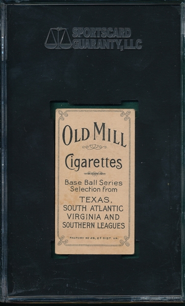 1909-1911 T206 Violat Old Mill Cigarettes SGC 40 *Southern League*