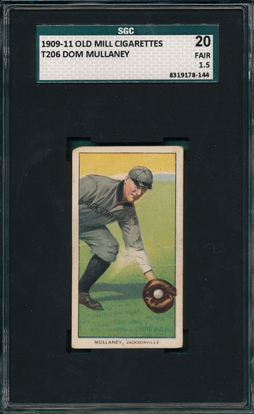 1909-1911 T206 Mullaney Old Mill Cigarettes SGC 20 *Southern League*