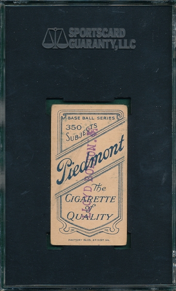 1909-1911 T206 Butler Piedmont Cigarettes SGC 20 *Stamped Back*
