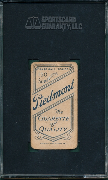 1909-1911 T206 Crandall, Portrait, No Cap, Piedmont Cigarettes SGC 20 