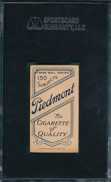 1909-1911 T206 Pastorius Piedmont Cigarettes SGC 35 *Presents Better*