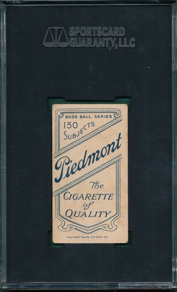 1909-1911 T206 Schaefer, Detroit, Piedmont Cigarettes SGC 45 