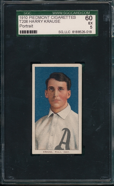 1909-1911 T206 Krause, Portrait, Piedmont Cigarettes SGC 60