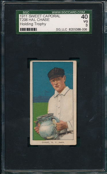 1909-1911 T206 Chase, Holding Trophy, Sweet Caporal Cigarettes SGC 40 
