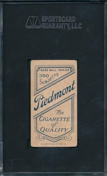 1909-1911 T206 Lake, No Ball in Hand, Piedmont Cigarettes SGC 40 