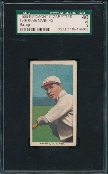 1909-1911 T206 Manning, Batting, Piedmont Cigarettes SGC 40 