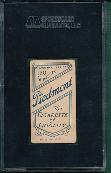 1909-1911 T206 Herzog, New York, Piedmont Cigarettes SGC 40 