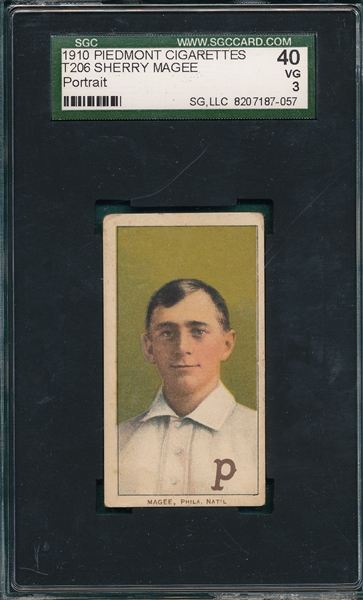 1909-1911 T206 Magee, Portrait, Piedmont Cigarettes SGC 40 
