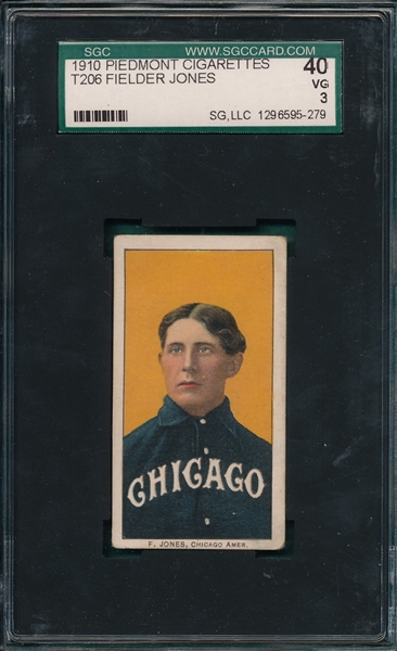 1909-1911 T206 Jones, Fielder, Portrait, Piedmont Cigarettes SGC 40 