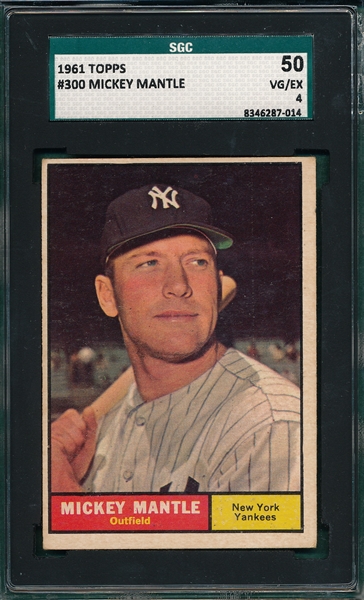 1961 Topps #300 Mickey Mantle SGC 50