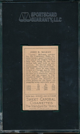 1911 T205 McLean Sweet Caporal Cigarettes SGC Authentic