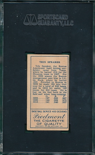 1911 T205 Speaker Piedmont Cigarettes SGC Authentic