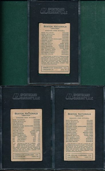 1922 E120 Barbare, Ford & Holke, Plus Album, American Caramel Co., Lot of (4) SGC