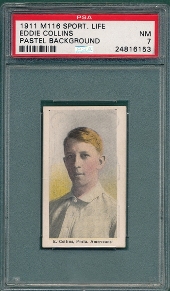 1911 M116 Eddie Collins, Pastel, Sporting Life, PSA 7