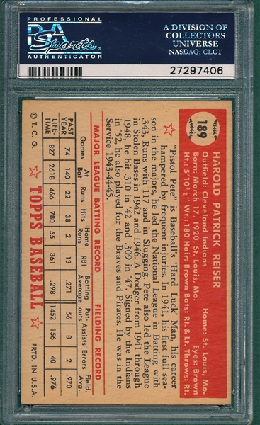 1952 Topps #189 Pete Reiser PSA 7 