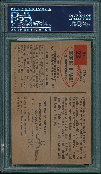 1954 Bowman #23 George Blanda PSA 7 *Rookie*