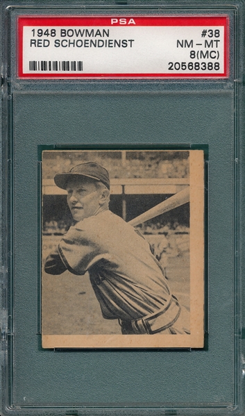 1948 Bowman #38 Red Schoendienst PSA 8 (MC) *Rookie*