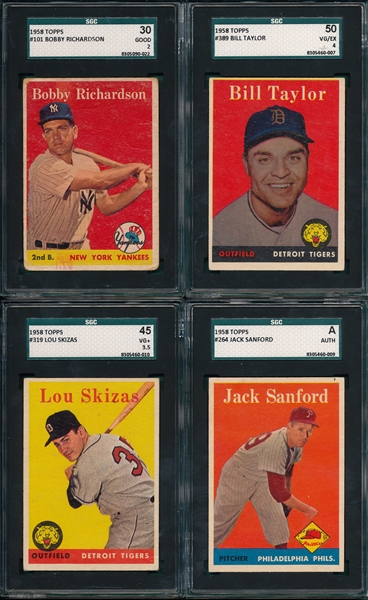 1958 Topps Lot of (8), W/ #424 Doby SGC