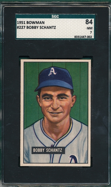 1951 Bowman #227 Bobby Shantz SGC 84