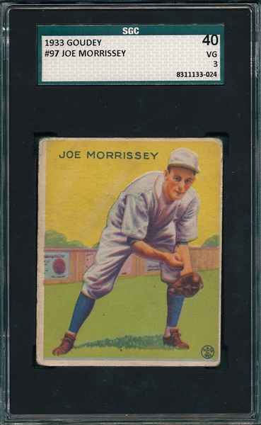 1933 Goudey #97 Joe Morrissey SGC 40