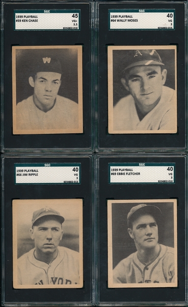 1939 Play Ball Lot of (4) W/ #59 Chase SGC