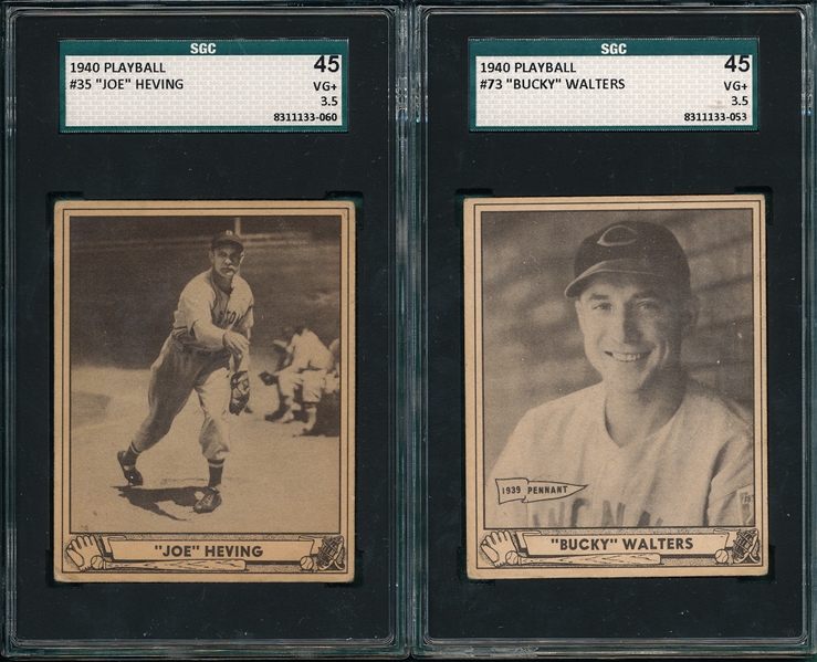 1940 Play Ball Lot of (5) W/ #35 Heving SGC 45