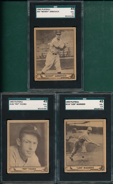 1940 Play Ball Lot of (5) W/ #35 Heving SGC 45