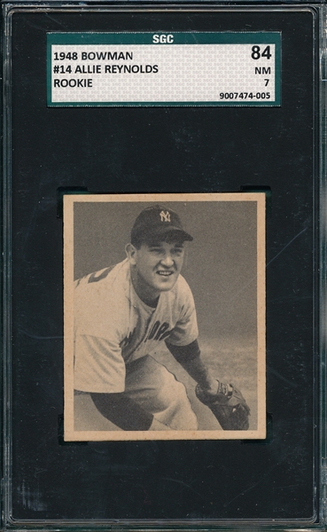 1948 Bowman #14 Allie Reynolds SGC 84