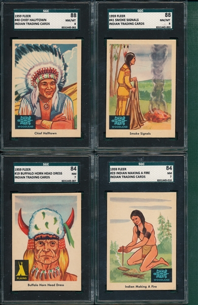 1959 Fleer Indian Trading Gum. Lot of (11) SGC 