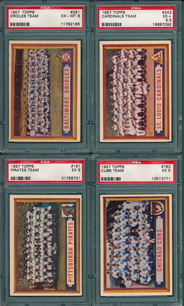 1957 Topps Lot of (4) Team Cards PSA