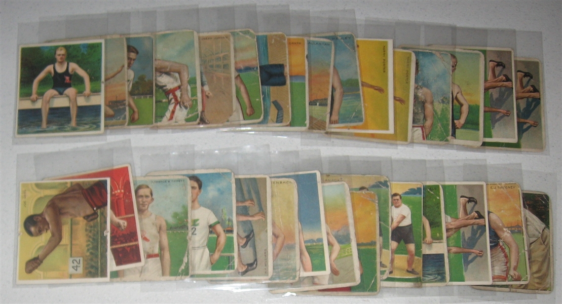 1910 T210 Champion Athletes & Prizefighters, Hassan & Mecca Cigarettes, Lot of (35) W/ Jefferies