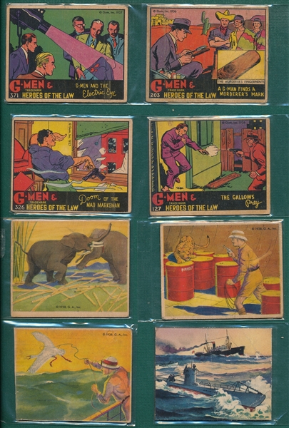 1930s Non Sport Lot of (12) Includes Jungle Gum, Gumakers & G-Men
