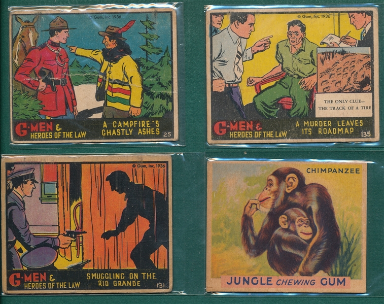 1930s Non Sport Lot of (12) Includes Jungle Gum, Gumakers & G-Men