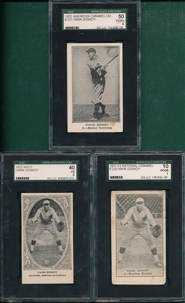 1921-23 Hank Gowdy, Lot of (3), SGC 