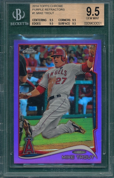 2014 Topps Chrome, Purple Refractors, #1 Mike Trout BVG 9.5