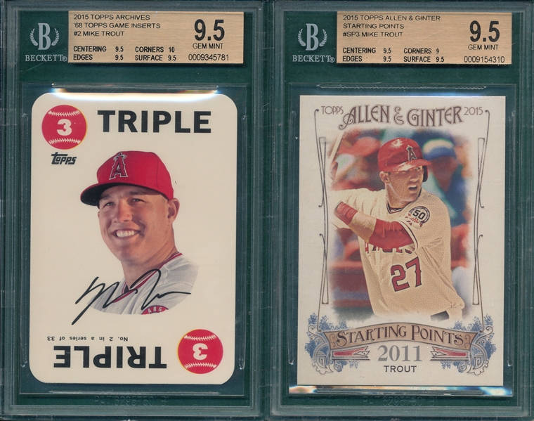 2015 Topps Lot of (2), Mike Trout BVG 9.5