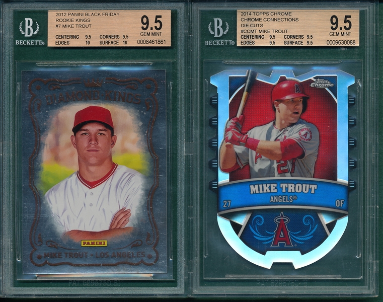 2012 Panini & 2014 Topps Lot of (2), Mike Trout BVG 9.5