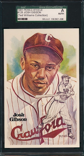 1981 Perez-Steele #128 Josh Gibson SGC Authentic *Ted Williams Collection*