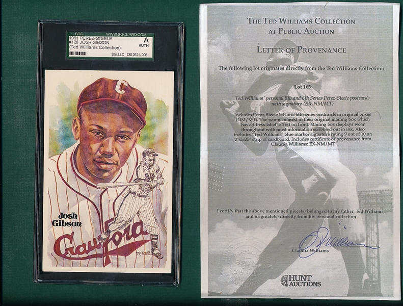 1981 Perez-Steele #128 Josh Gibson SGC Authentic *Ted Williams Collection*
