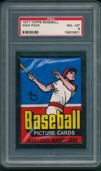 1977 Topps Baseball Wax Pack PSA 8