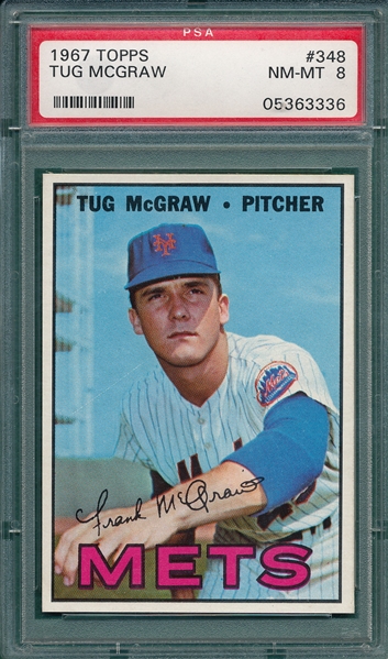 1967 Topps #348 Tug McGraw PSA 8