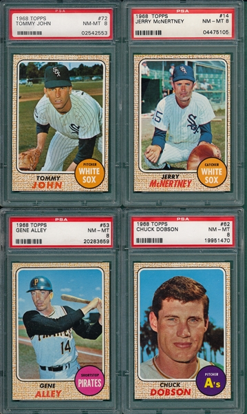 1968 Topps Lot of (7) W/ #154 WS Game 4, W/ Gibson PSA 8