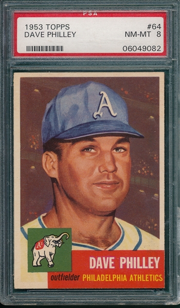 1953 Topps #64 Dave Philley PSA 8