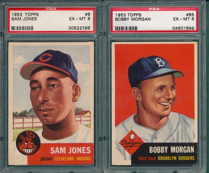 1953 Topps #6 Jones & #85 Morgan, Lot of (2), PSA 6