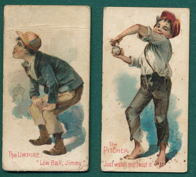 1889 N88 Terrors of America Baseball, The Pitcher & The Umpire. Lot of (2)