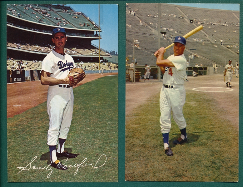 1959-60 Dormand PC Lot of (5) Dodgers W/ Koufax, Drysdale & Snider